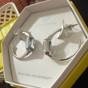 BP Silver and Blue Hoop Earrings